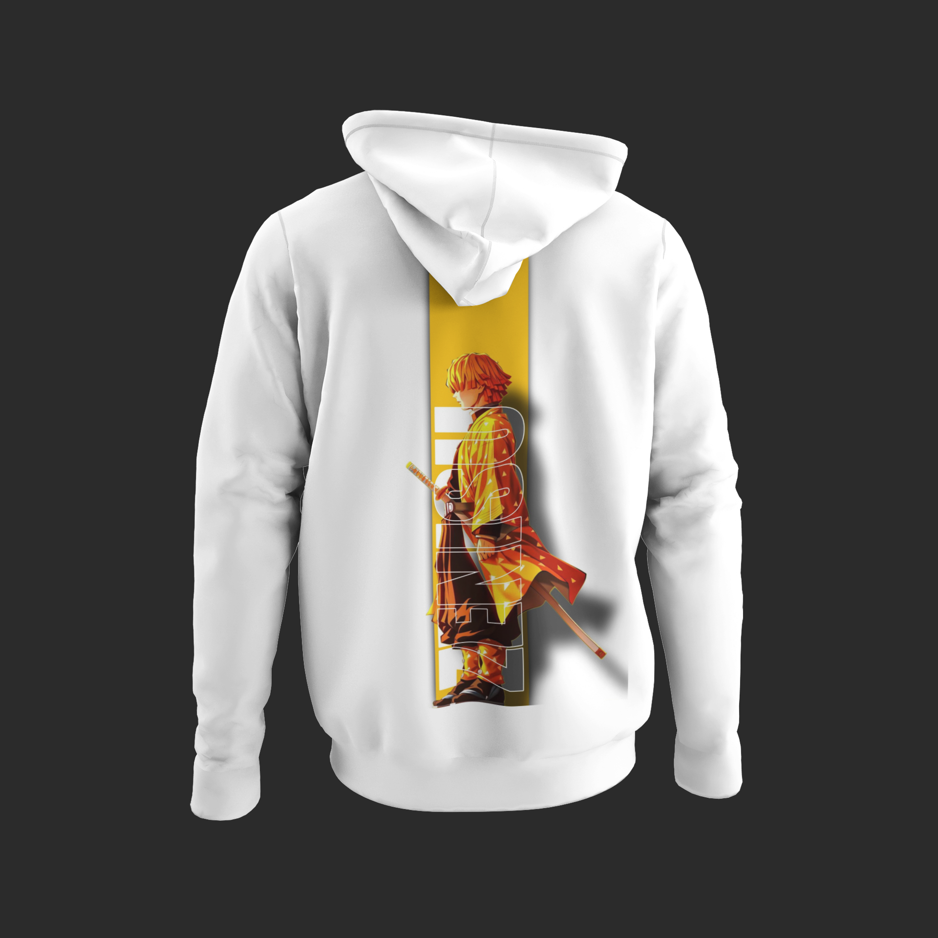 Zenitsu Agatsuma Thunder Breathing Demon Slayer White Hoodie