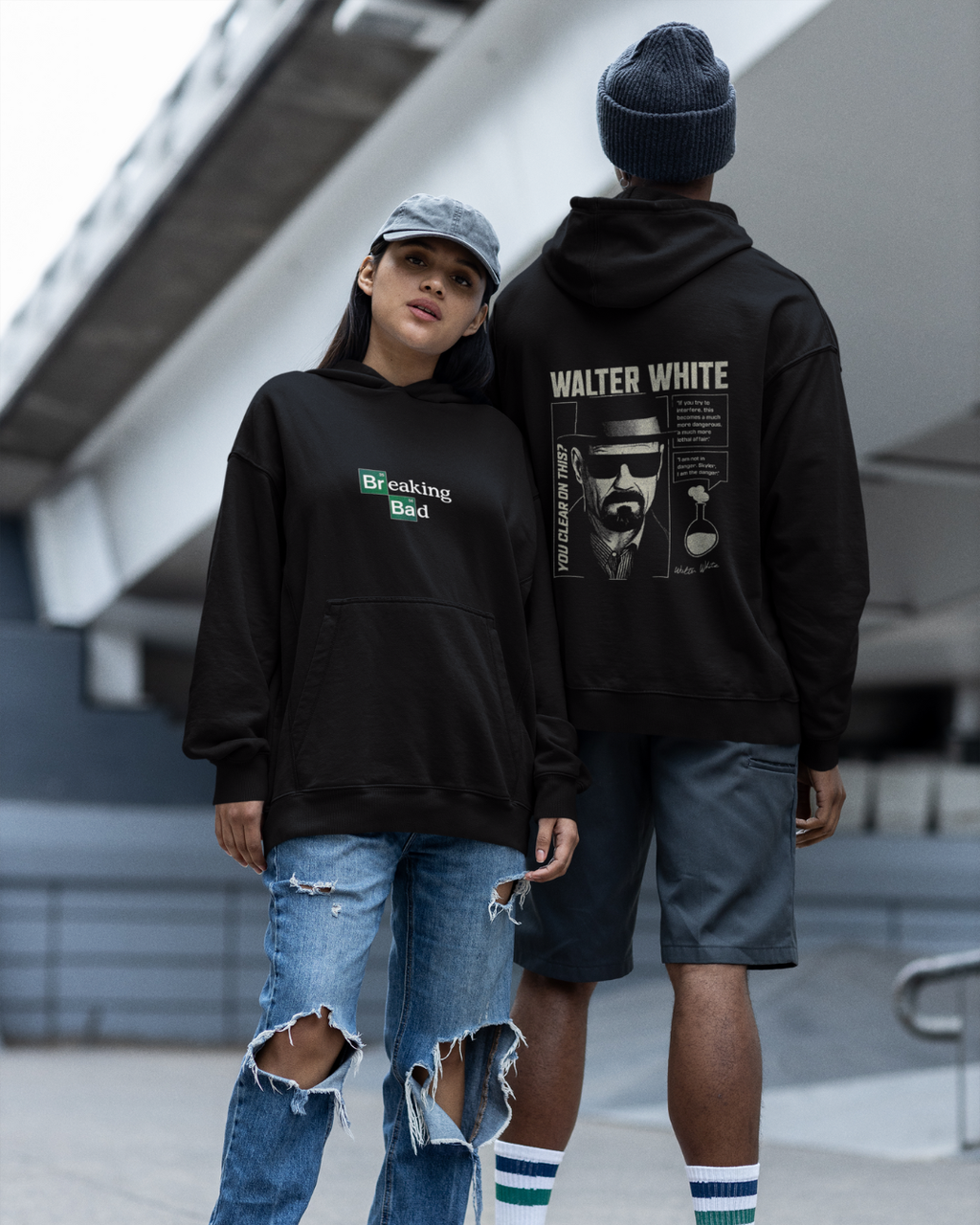 Breaking Bad Walter Hoodie "Breaking Bad" Logo Front & Heisenberg Back Pullover