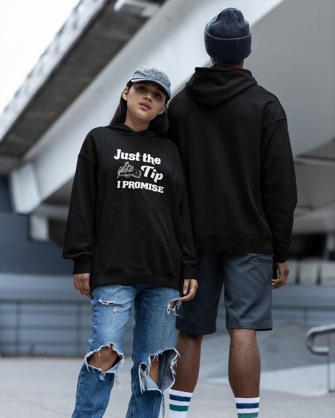 Tattoo Humor Hoodie "Just the Tip I Promise" Tattoo Machine Pullover – Artist Streetwear