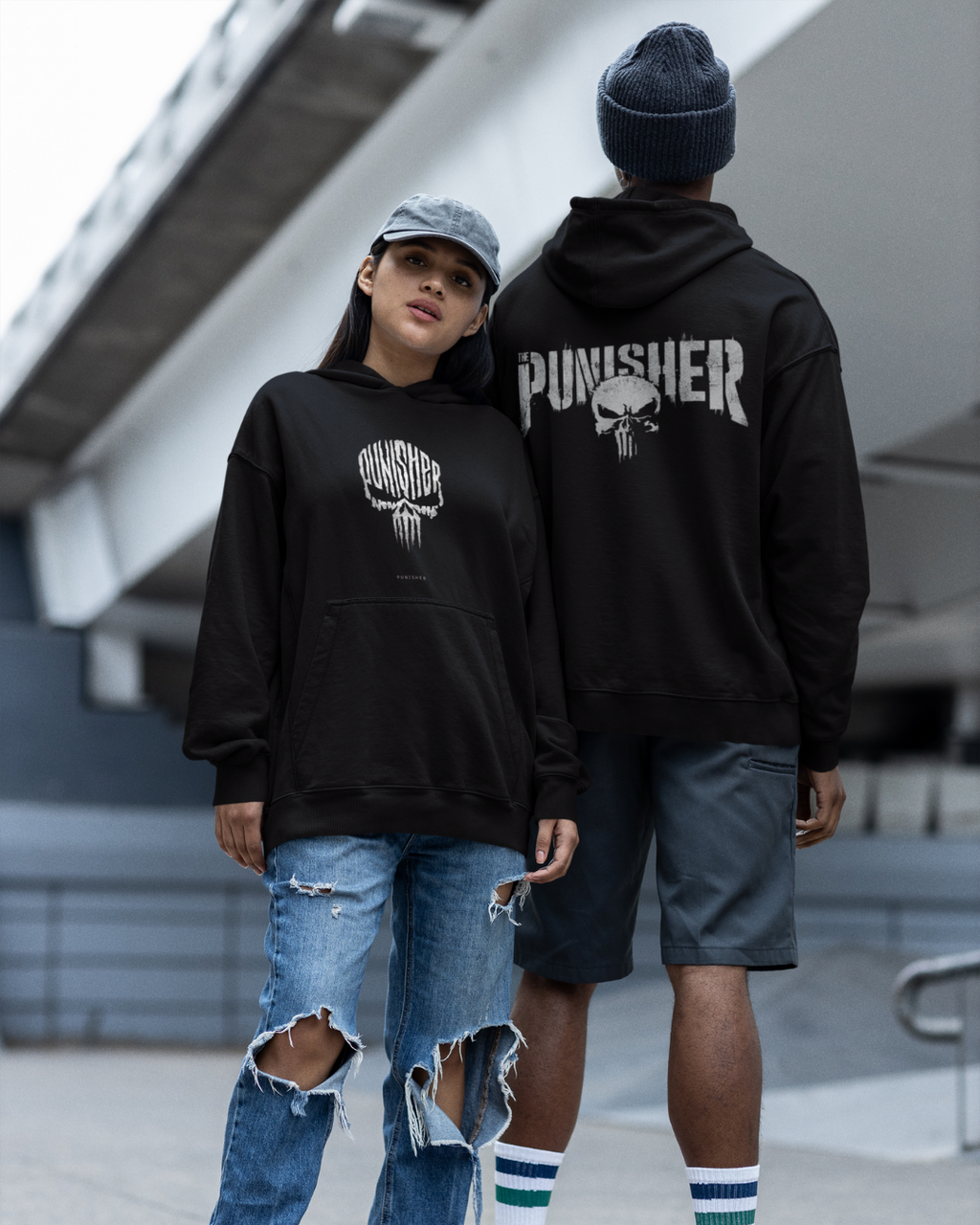 The Punisher Skull-Themed Black Vigilante Hoodie