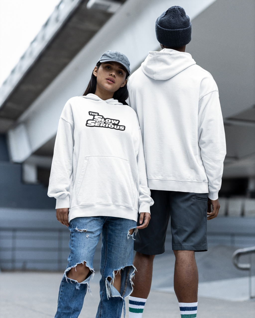 "The Slow and The Serious" White Hoodie